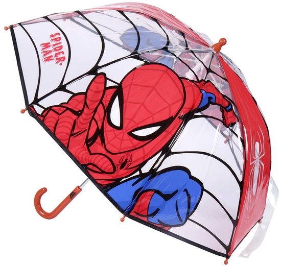 Spiderman paraplu - rood - D71 cm - voor kinderen - regen accessoires