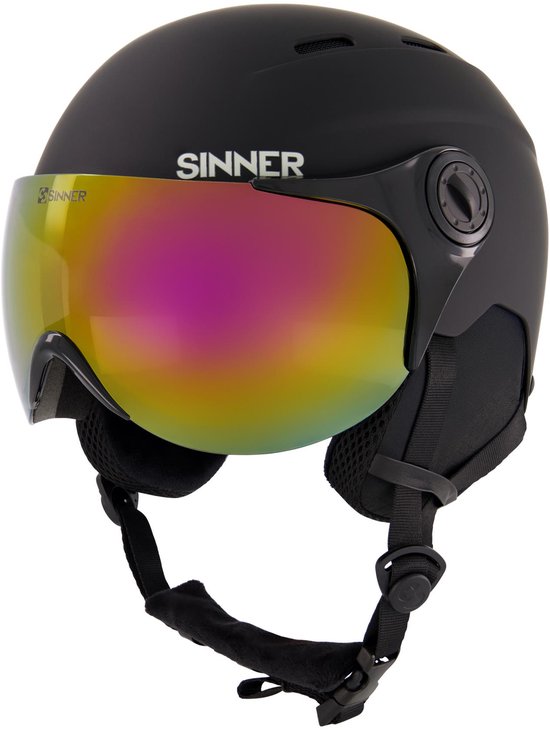 SINNER TYPHOON VISOR Unisex Skihelm - MATTE Zwart - Maat S, 50-54 cm