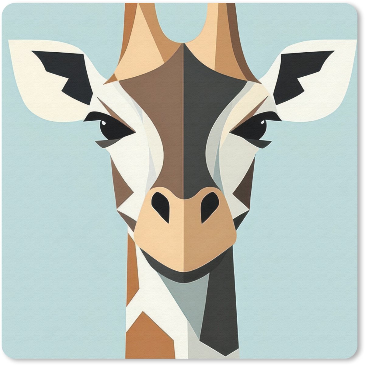 Muismat 30x30 cm - Mousepad Giraffe - Illustratie - Bruin - Minimalistisch - Muismatten