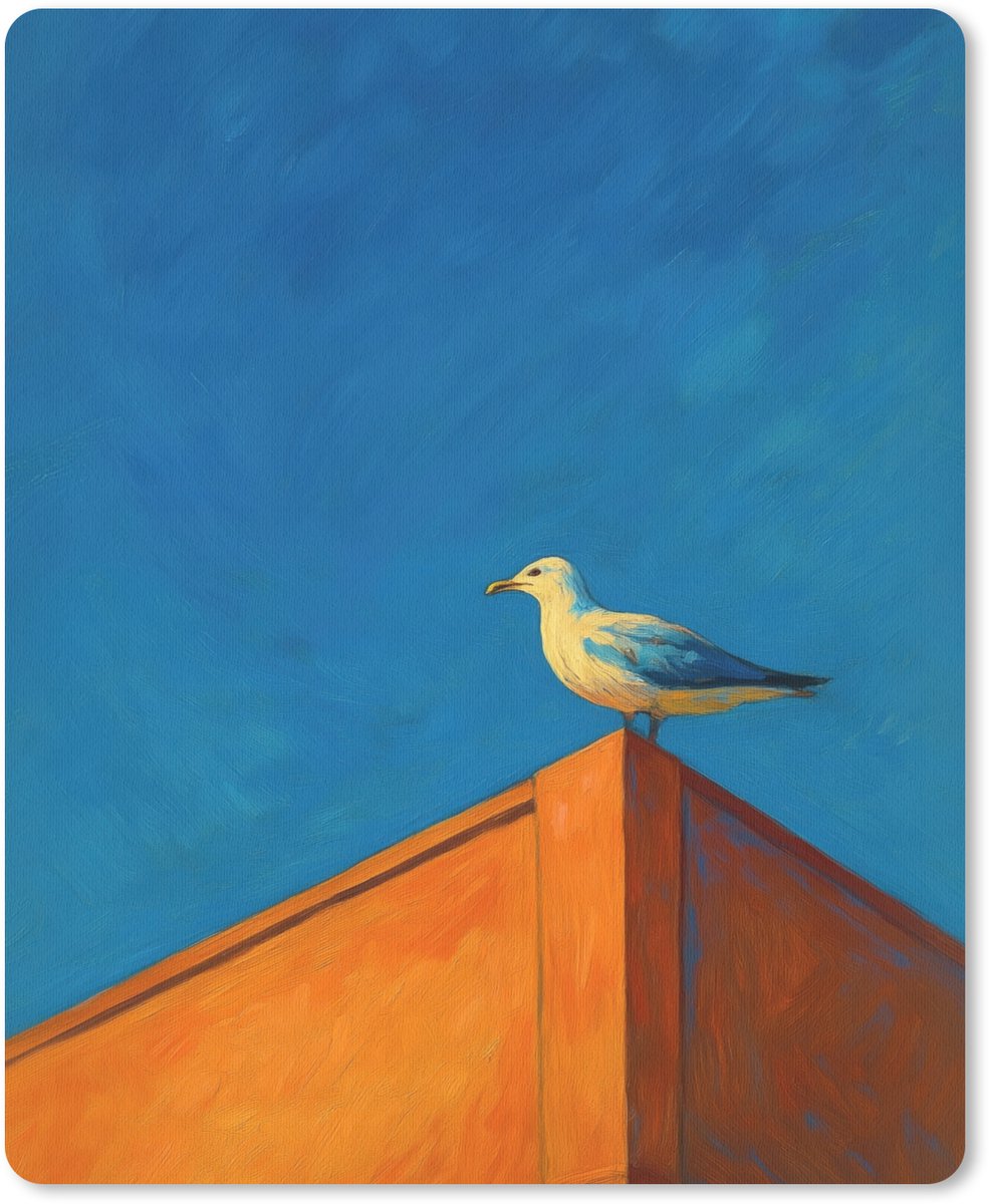 Muismat 19x23 cm - Mousepad Meeuw - Gebouw - Lucht - Geschilderd - Muismatten