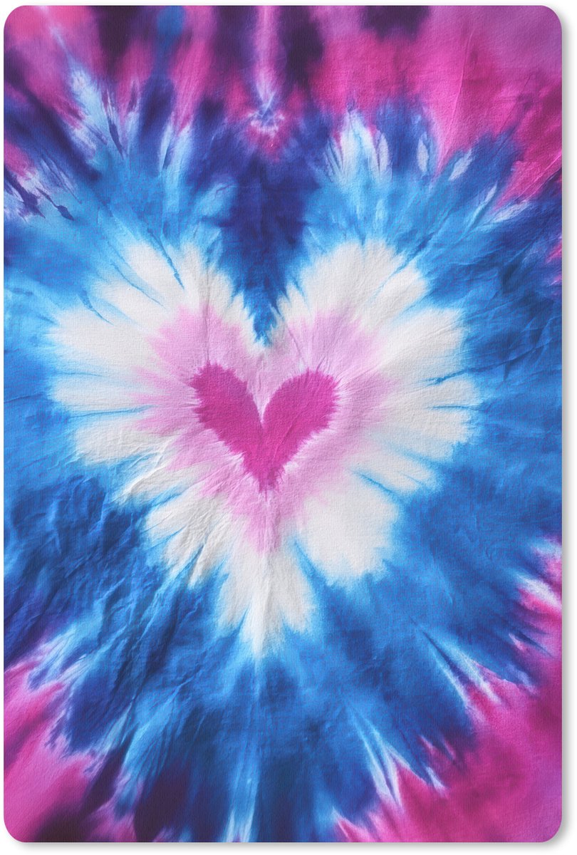 Muismat 18x27 cm - Mousepad Hartvormig - Tie dye - Paars - Muismatten