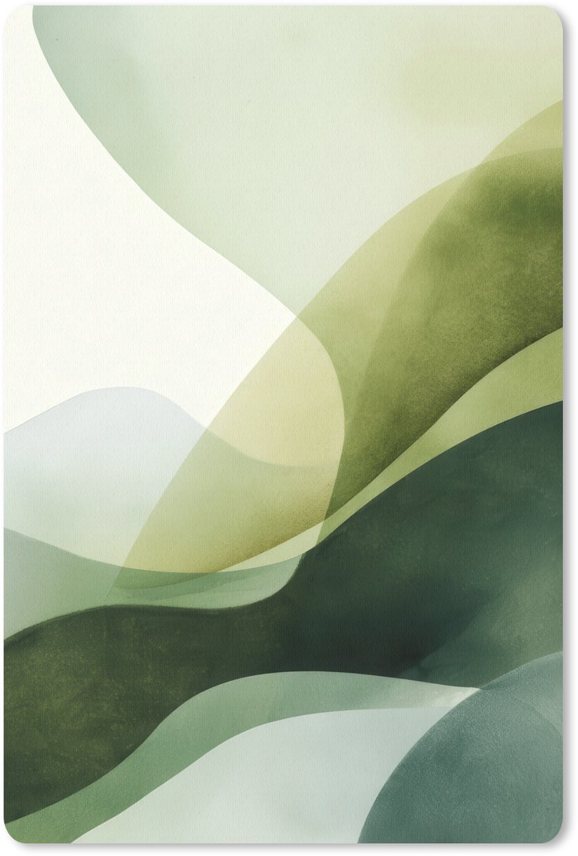 Muismat 18x27 cm - Mousepad Golven - Abstract - Lichtgroen - Sierlijk - Muismatten