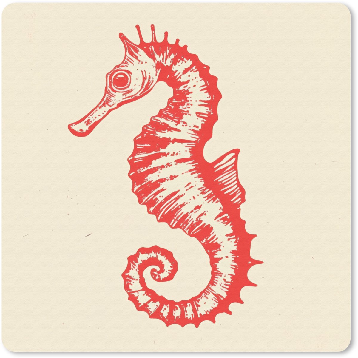 Muismat 20x20 cm - Mousepad Zeepaardje - Rood - Fijne details - Muismatten