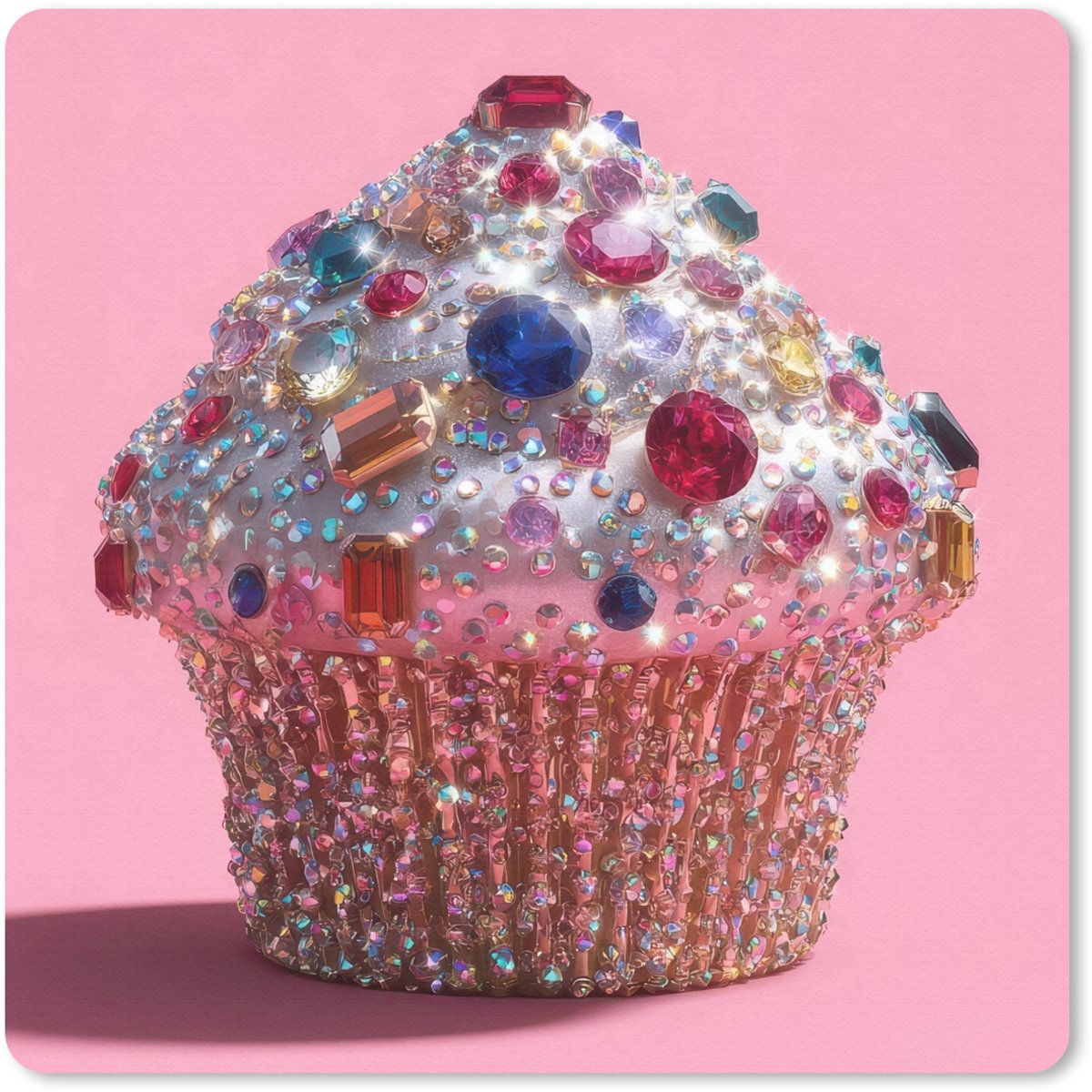Muismat 20x20 cm - Mousepad Cupcake - Kleurrijk - Edelstenen - Muismatten