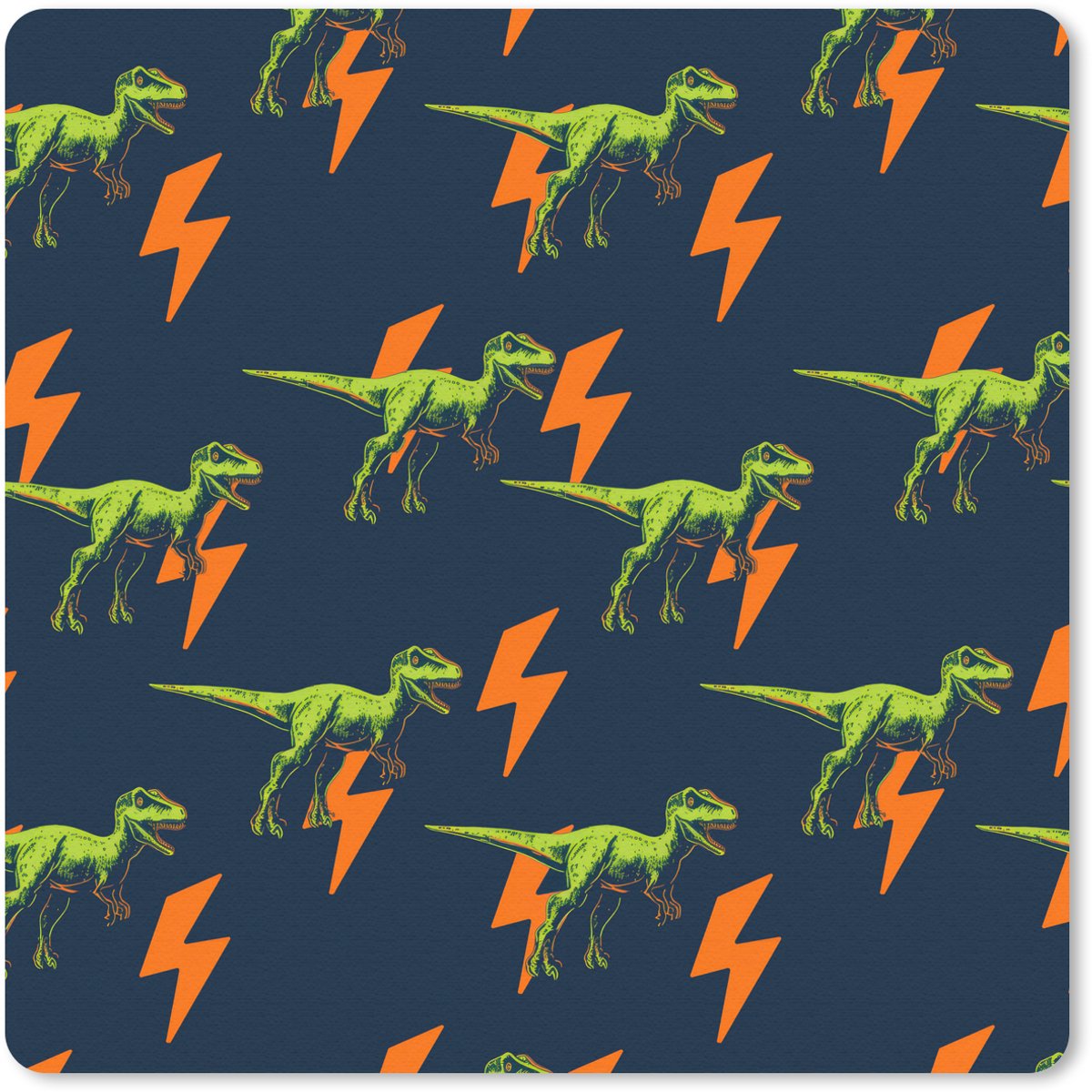 Muismat 30x30 cm - Mousepad Bliksemschichten - Oranje - Dinosaurussen - Muismatten