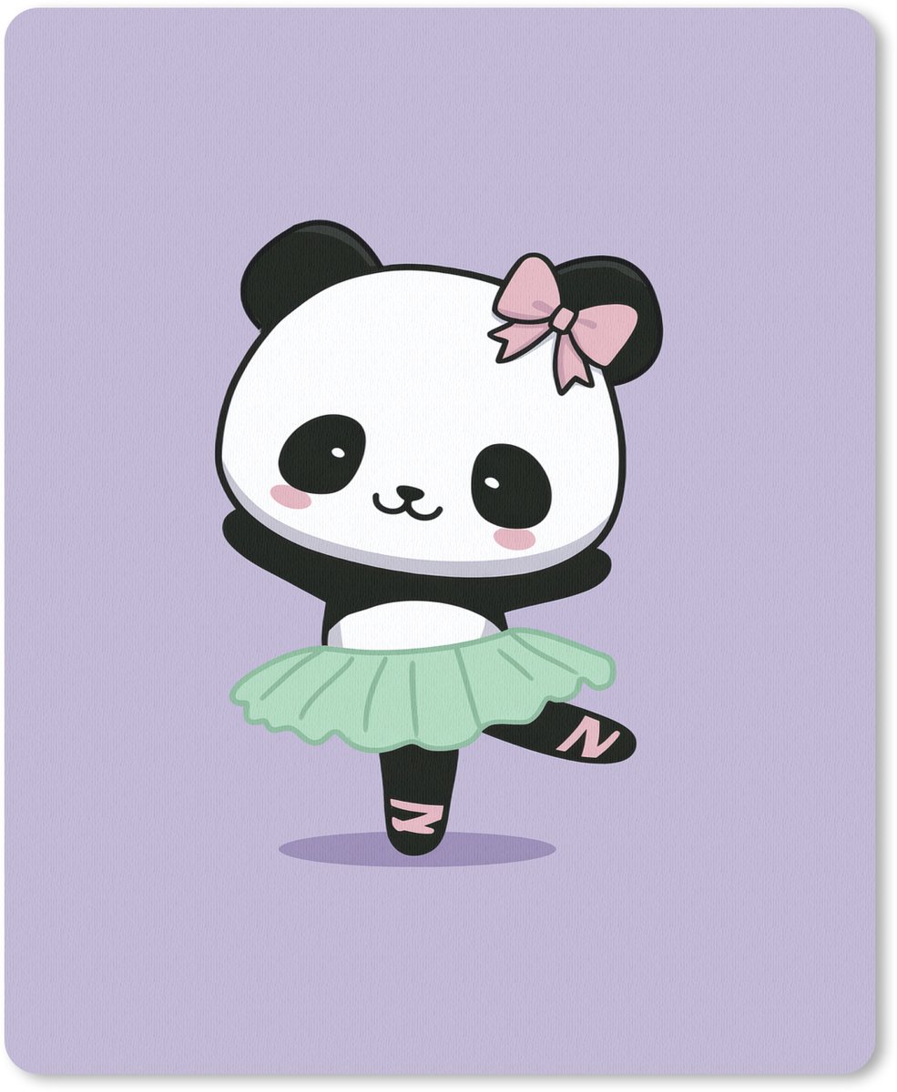 Muismat 19x23 cm - Mousepad Panda - Paars - Sierlijk - Kawaii - Muismatten
