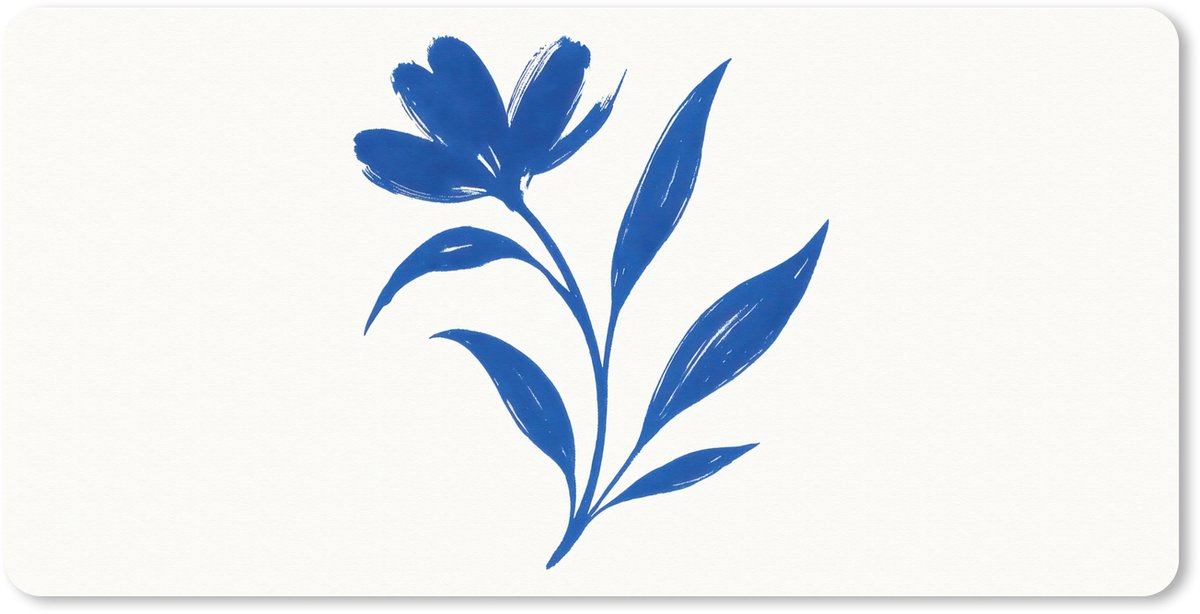Muismat XXL 120x60 cm - Bureau onderlegger - Bureau mat Bloem - Blaadjes - Minimalistisch - Blauw - Bureaumat - Gaming mousepad xl - Bureaulegger groot - Computer deskmat