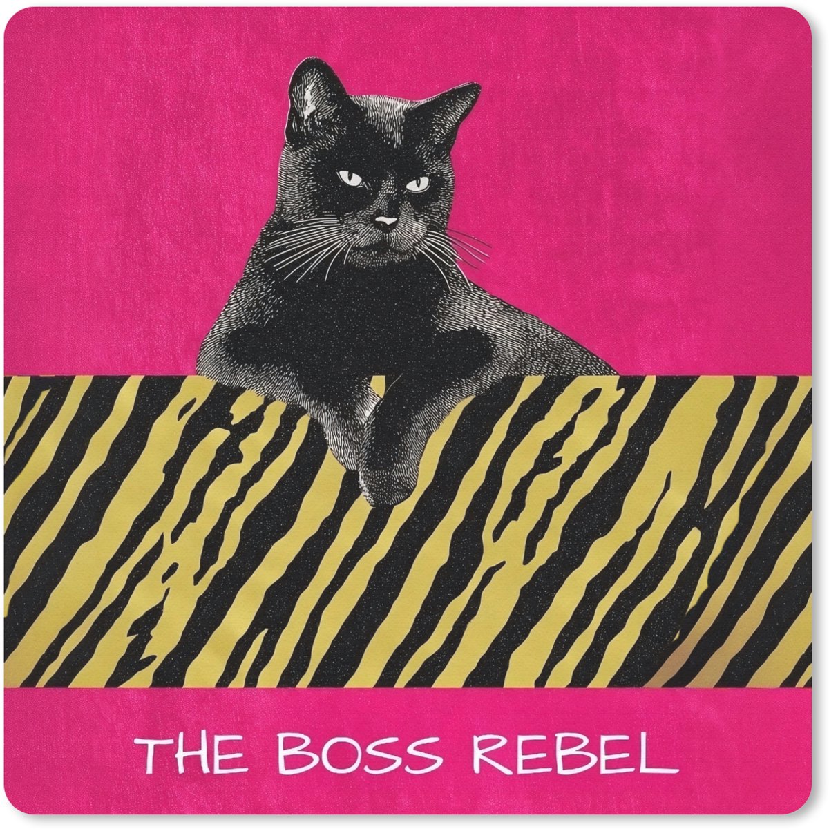 Muismat 20x20 cm - Mousepad Kat - Baas - Roze - Tijgerprint - Muismatten