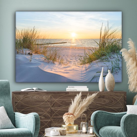 Toile - Tableaux sur toile plage - Mer - Dunes - Paysage - Tableau mer - Peintures sur toile - Tableau salon - 180x120 cm