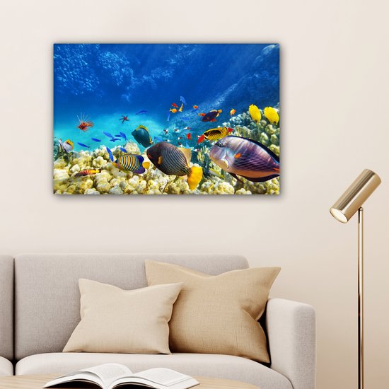 Peintures sur Toile Mer - Poisson - Corail - Monde Sous Marin - 60x40 cm - Décoration murale