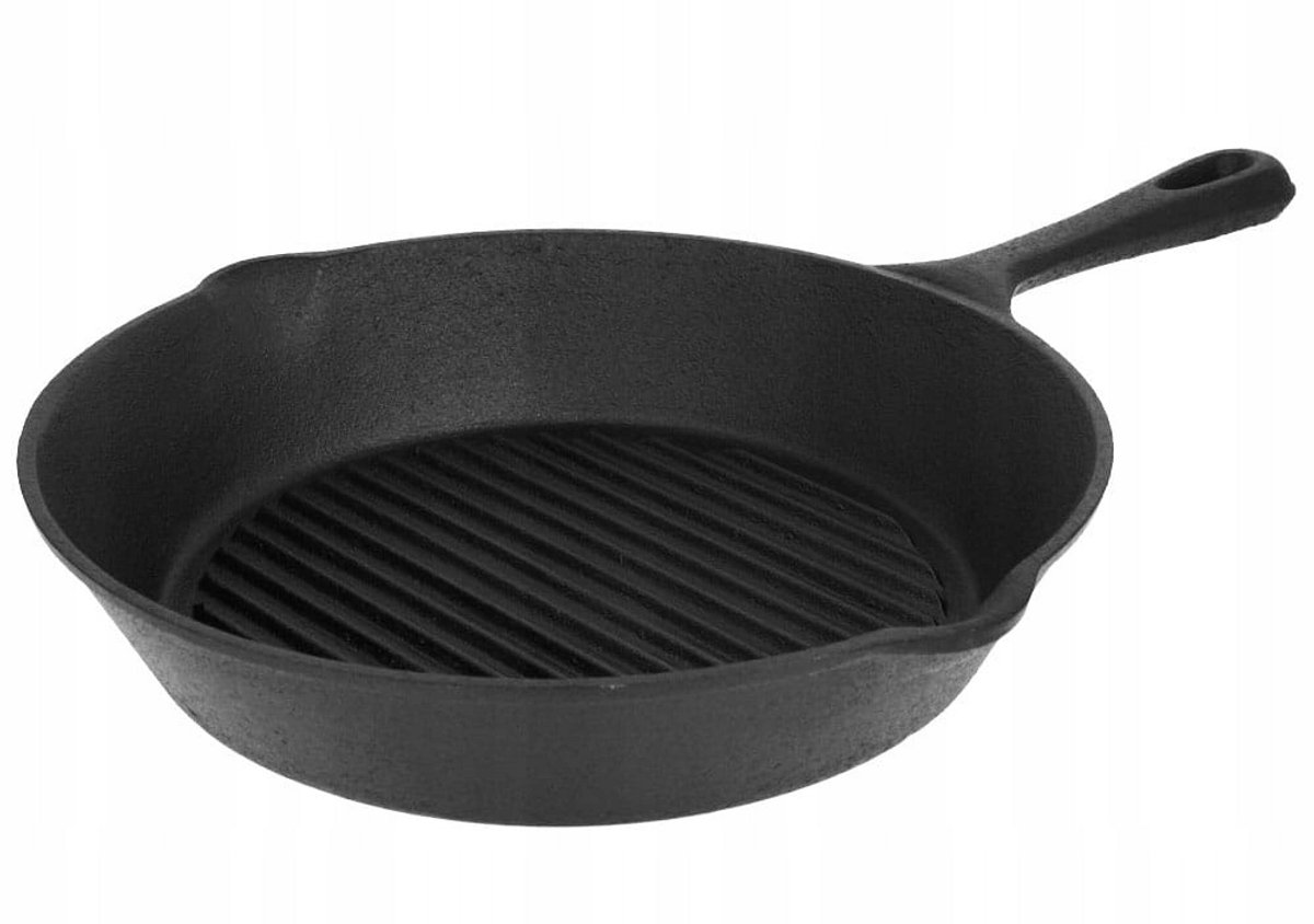 Gietijzeren Grillpan Ø26 cm – Zwart – Duurzaam & Inductie Geschikt