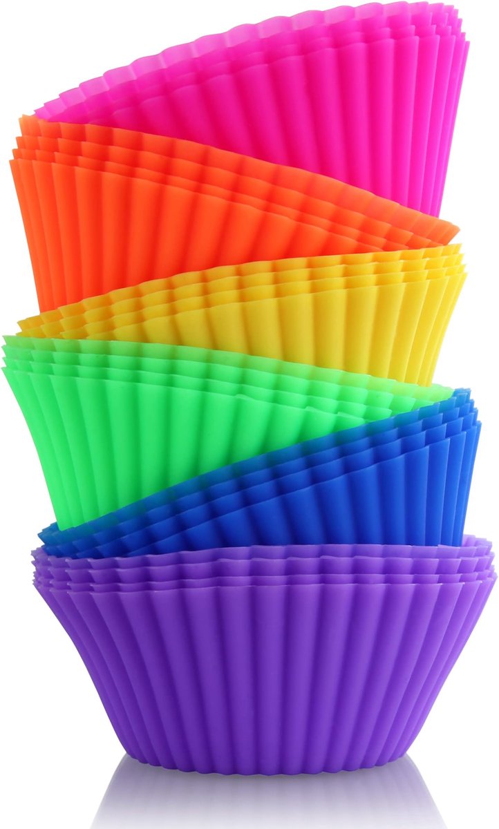Jonyx - Siliconen cupcakevormpjes - Muffinvormpjes - Ovenvormpjes - Bakvormen - Rond - Multicolor - 12 stuks