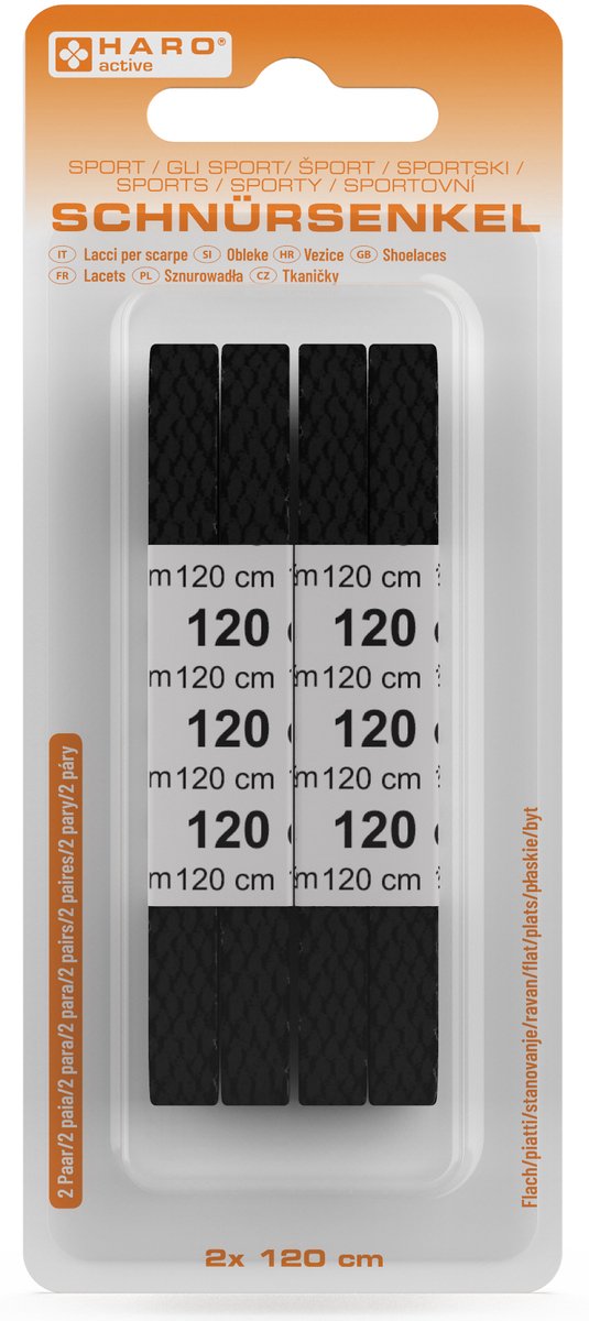 Sportveters, plat, 120 cm, zwart