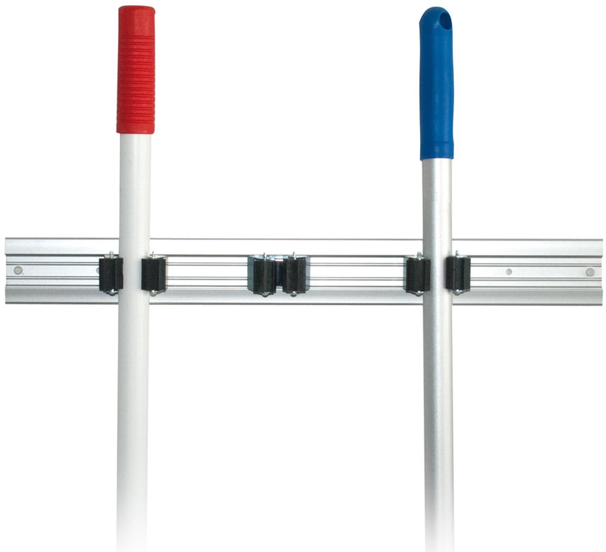 hygoclean besenhouder trio- aluminiumschiene voor 3 stiele