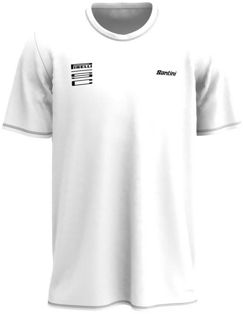 Santini Pirelli Wheel T-shirt Met Korte Mouwen Wit