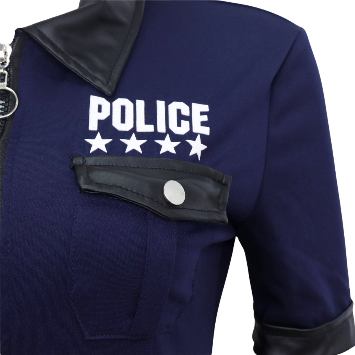 Joya Party® Verkleedpak Sexy Politie Agente Dames | Navy Blauwe stretch jumpsuit met leren details | Politiepet + Riem + Tasje + Handboeien | Verkleedkleding Volwassenen Halloween en Carnaval Vrouw | — afbeelding 14