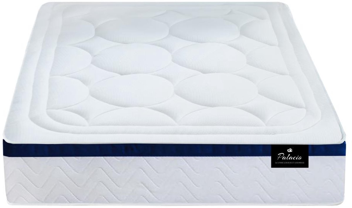 Vente-unique Hybride matras 180x200cm met pocketveren en vormgeheugen dikte 30cm Blauw - MARQUIS van PALACIO L 200 cm x H 30 cm x D 180 cm Wit