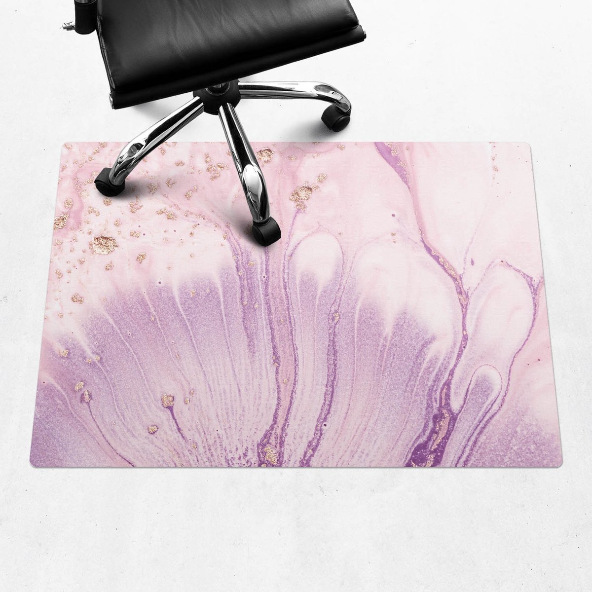 Wallfluent - Vloerbeschermer Marmeren Bloemenpatroon - 100x70 cm - Roze Vloerbeschermer Bureaustoelmat - Rechthoekig - Mótif Vloerbeschermer-Stoel Mat-Werkplekdecoraties - Organisch marmerpatroon