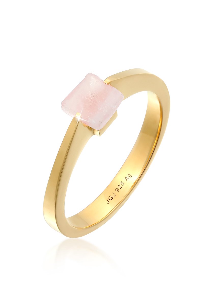 Elli PREMIUM - Ring - Dames Vierkant Solitair met Kwarts Edelsteen in 925 Sterling Zilver Verguld - Dames