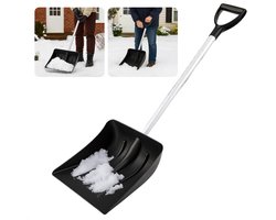 Cheqo® Compacte Sneeuwschep - Kunststof Sneeuwschep - Auto Noodschep - Verchroomde Metalen Steel - Springveersluiting - Gemakkelijk Mee Te Nemen - Sneeuwschuiver - Stevige Steel - Auto Accessoires Winter - Sneeuwruimen