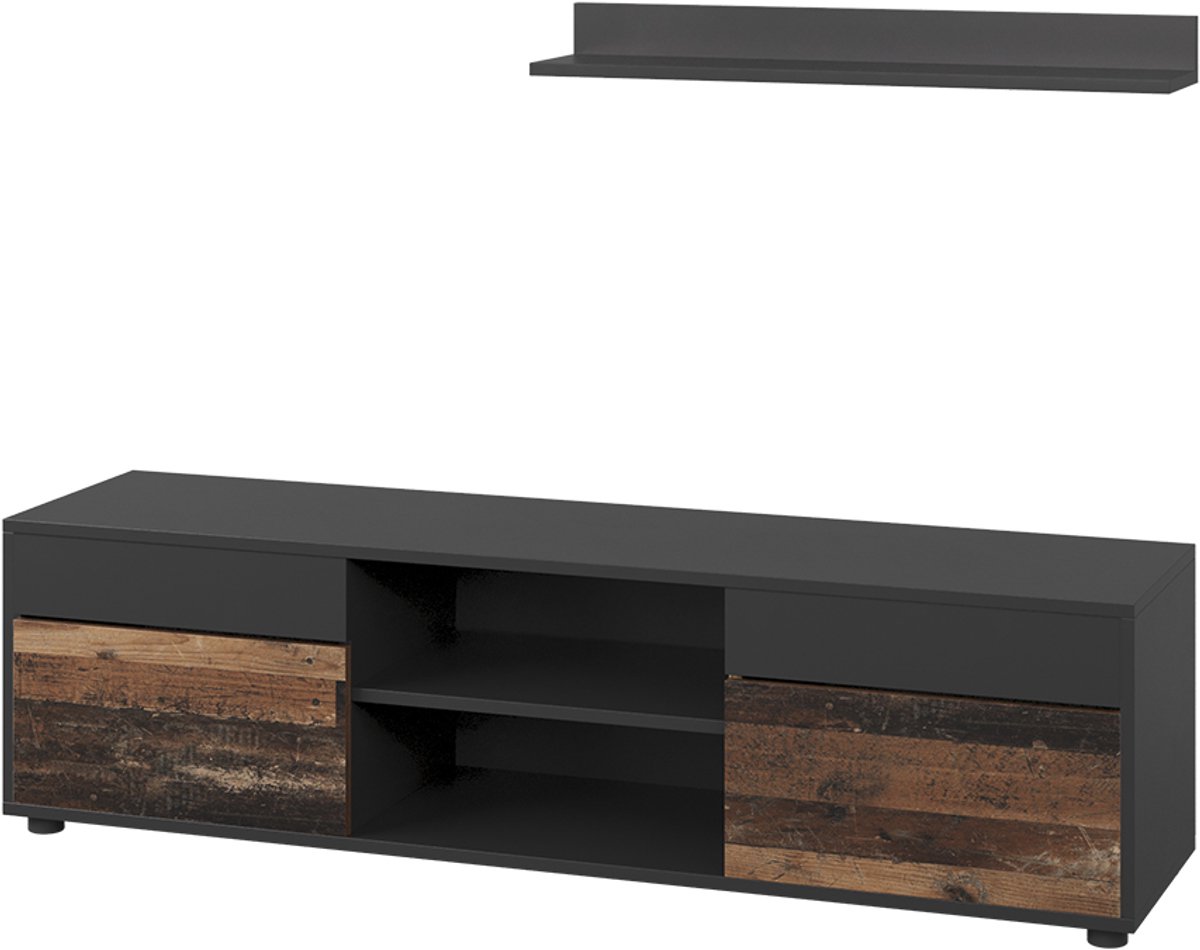 Vicco Berno Woonwand – 2 delen Zwart/Aldstyle