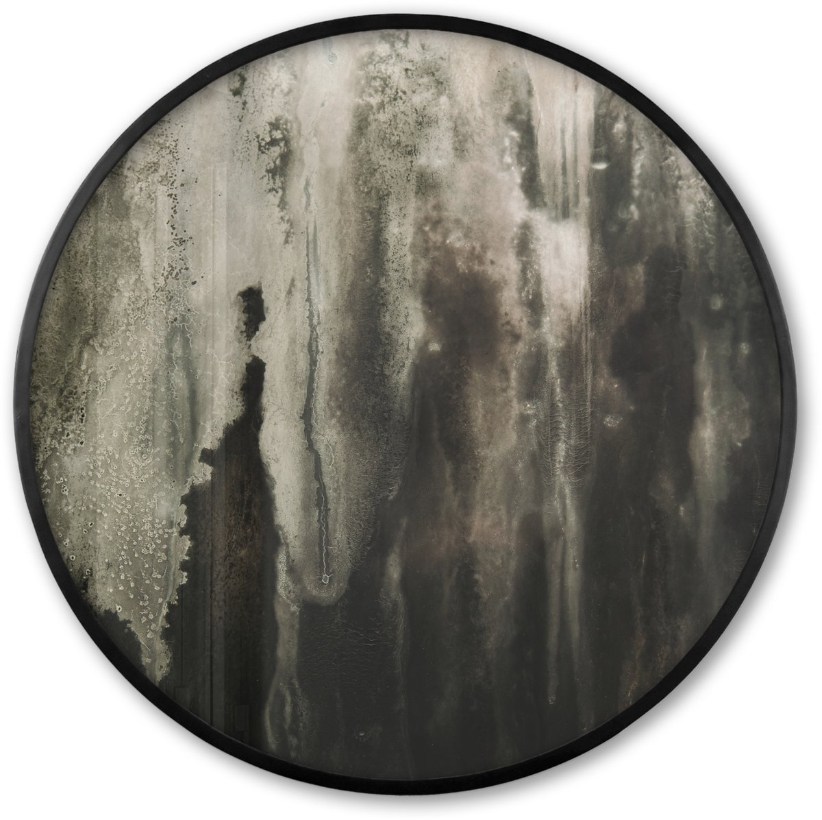FrameYourWall Poster in lijst Rond - Fotolijst 60x60 cm - Posters - Abstract - Grijs - Kunst - Patroon - Ronde posterlijst zwart - Decoratie - Wanddecoratie woonkamer - Muurdecoratie slaapkamer Multicolor