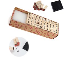 Letter Stamp Set - 40pcs Houten Kleur - Alphabet - Bevat 26 Letters - Diverse Patroon Logo's - Geschikt Voor Kaarten Maken - Creatieve Ambachten - Stempelset Letters