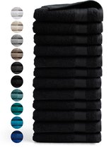 Handdoeken DoubleDry 50 x 100 - Lot de 12 - Qualité Hotel 500 g/ m2 - 12x Zwart
