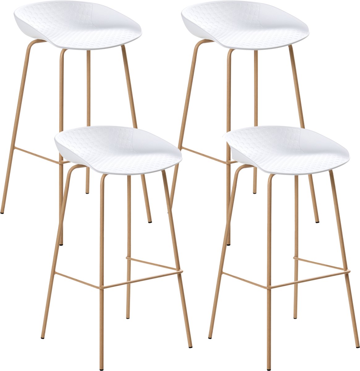 Beliani VENLO - Set van 4 barstoelen - Wit - Synthetisch materiaal