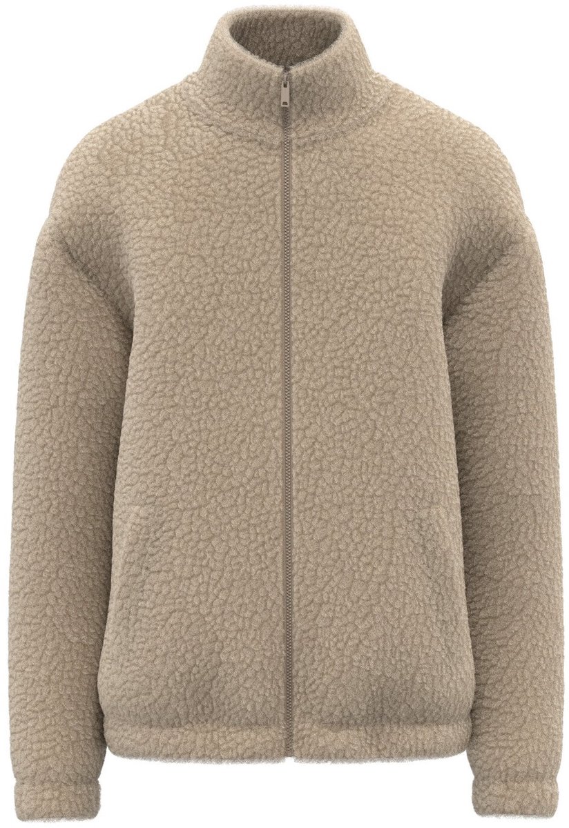 Spasso Uniseks sweater van sherpa met rits en afhangende schouders SP404 - Wet Sand - 3XL