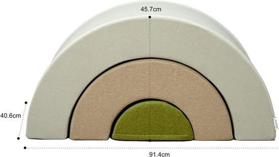 Sunny Seli Regenboog Foam Blokken - Zachte Klim- Stapel- en Speelblokken - Beige, Bruin en Groen - Softplay Foamblokken - Montessori Speelgoed - 3-delig - Vanaf 12 maanden - Veilig Spelen en Leren van Merkloos — afbeelding 5