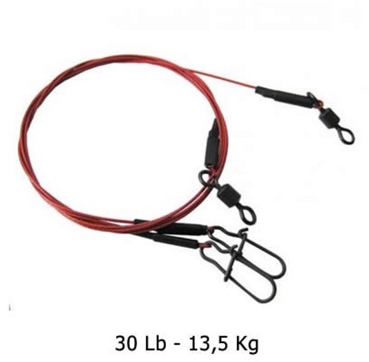 Predox Bloodwire Leader 13.5 kg - rood nylon gecoate stalen onderlijn voor roofvissen 40CM