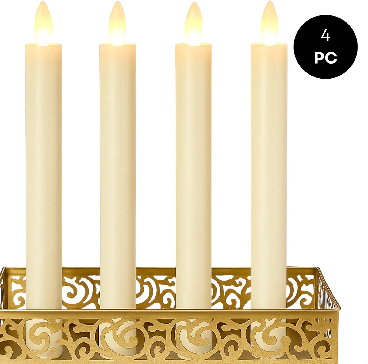Lomera LED Dinerkaarsen - Set van 4 - 24 CM - Op Batterijen - Aaa Batterijen - Nep Kaarsen - Elektrische Kaarsen - Sfeerverlichting - Tafel Decoratie - Veilig in Gebruik - Energiezuinig - Zonder Vlam - Eenvoudig te Gebruiken nvt