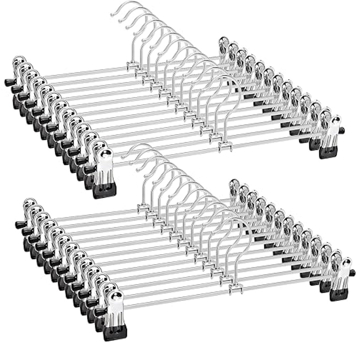 Metaal Hangers voor Broeken en Rokken - 24 Stuks, 30 cm met Antislip Clips