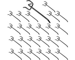 Zwarte roestvrijstalen pegboard haken - 25 stuks voor zware belasting, geschikt voor 1/8 en 1/4 inch pegboard