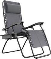 LifeGoods Opvouwbare Tuinstoel - Ligstoel Tuin - 30°-90° Verstelbaar - Metaal - Donkergrijs