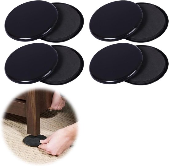Teflon glijders, 16 stuks, zelfklevende Teflon meubelglijders, meubelglijders, zware meubelglijders, PTFE-tapijtglijders (vierkant en rond