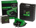 Provaq LC150PRO vacuümzuignap met digitaal display, koffer, handleiding en oplaadkabels.
