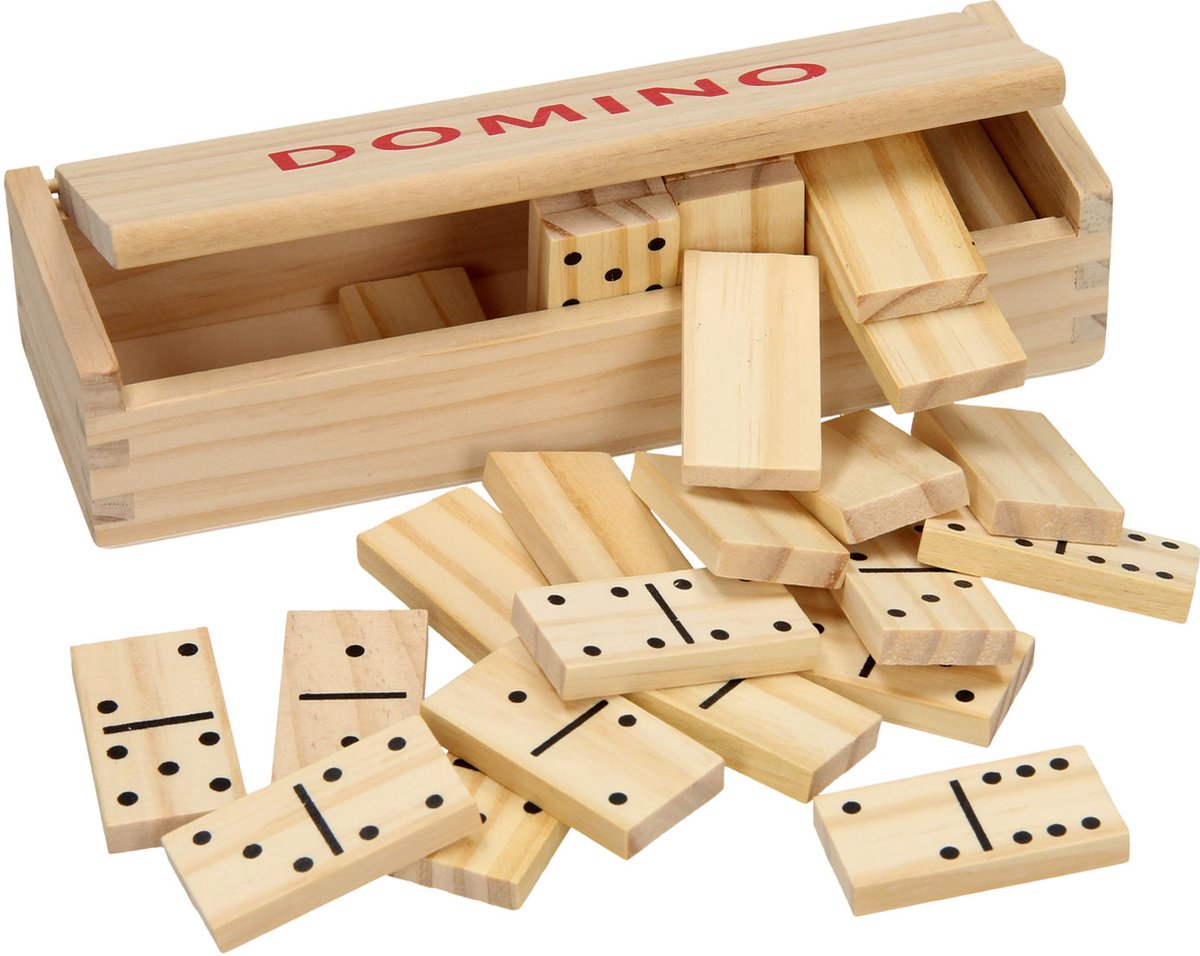 Eddy Toys Dominospel Hout 28 Stuks - Domino Hout voor Kinderen en Volwassenen - Compacte Domino met Opbergdoos - Spel vanaf 3 Jaar - Afmetingen 37 x 17 mm