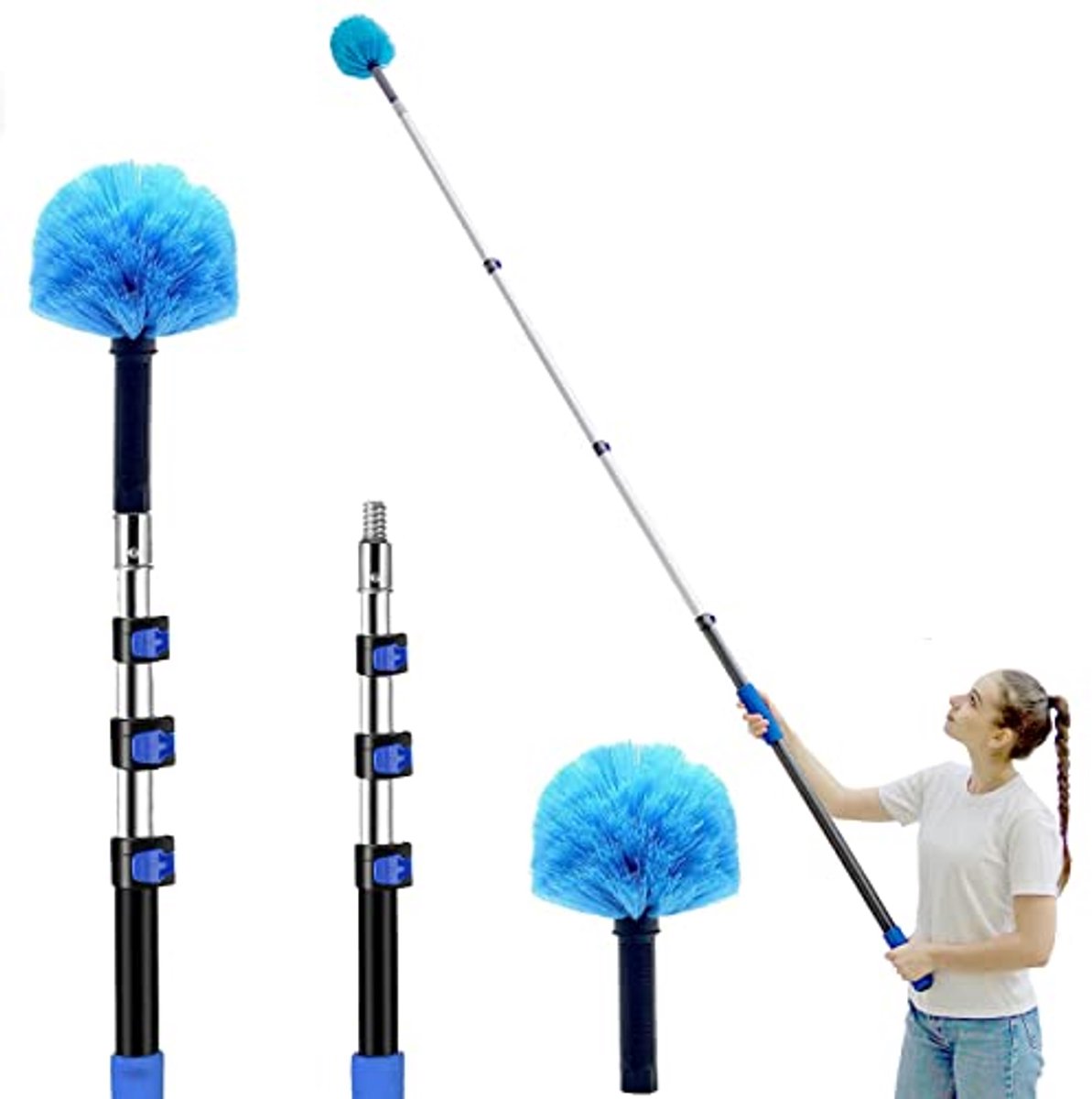 Spinweb Stofdoek met Verlengstang - 20 Voet Reinigingsset voor Hoge Plafonds en Hoeken - 2 Stuks