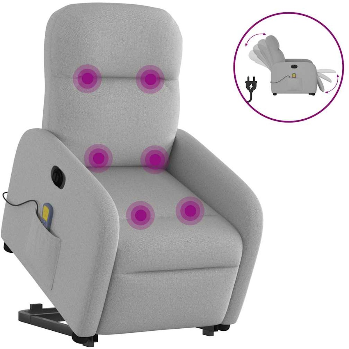 vidaXL Sta-op-massagestoel - elektrisch - verstelbaar - stof - wolk - grijs wolk grijs
