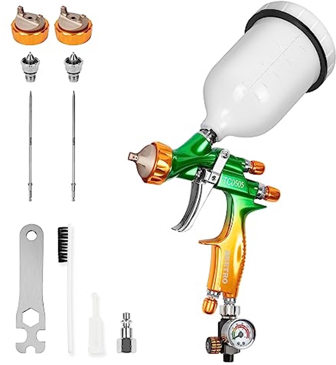 Professioneel HVLP Luchtspuitpistool met Brede Spuitpatroon en Luchtregelklep - 600ml Capaciteit