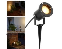 Cheqo Cheqo® LED Prikspot - Spikespot - Warm Wit - Zwart Metaal - Buitenverlichting - Tuinspot - Energiezuinig - Padverlichting - Tuinverlichting - Tuin Spot