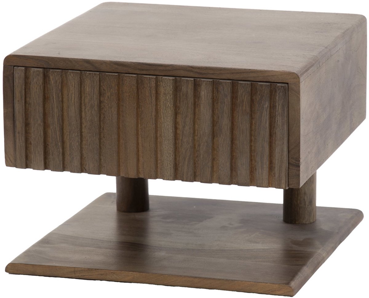 Giga Meubel Nachtkastje Carve - Bruin Acaciahout - 35x35x27cm