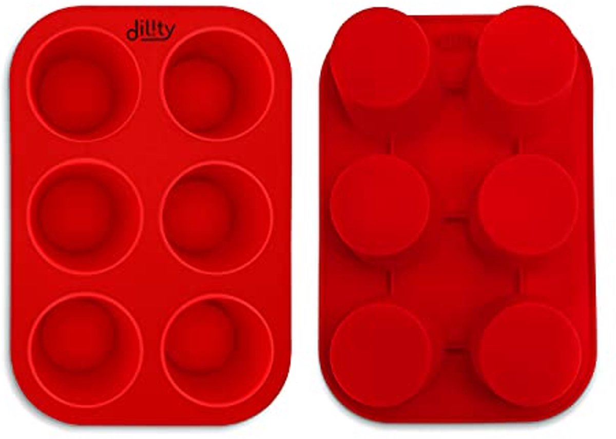 Diepe en Grote Muffinlade met Siliconen Cupcake Mallen - 2-Pack