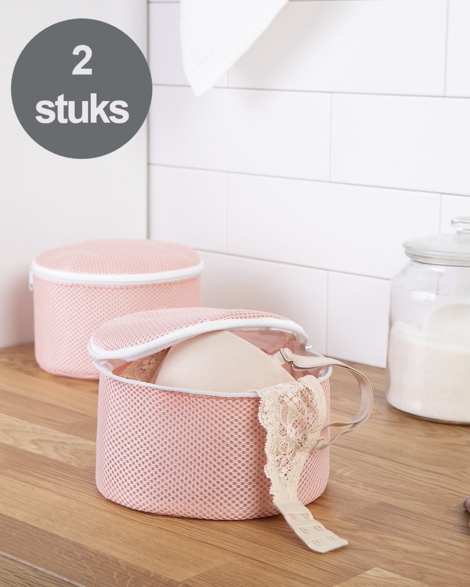 BH Waszakje met Rits -2 Stuks - Waszakken voor Wasgoed - Lingerie Waszakje - Wasnet - Waszak - Wasbol - laundry bag - Roze