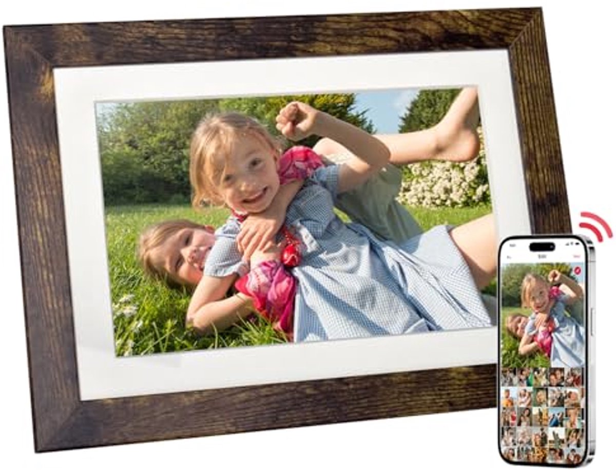 Digitale fotolijst 8 inch met WiFi, 1280 x 800 HD IPS-touchscreen, foto-, muziek- en video-deel mogelijkheden, 32 GB geheugen