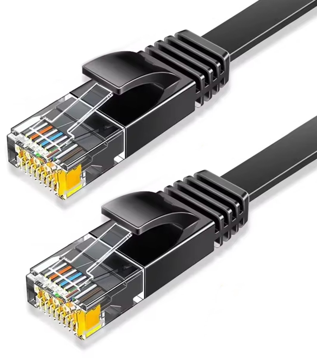Qost - CAT6 Platte Internetkabel - 15 meter - zwart - RJ45 UTP Netwerkkabel / Ethernet kabel - 10 Gbps 250 MHz - Flat patchkabel
