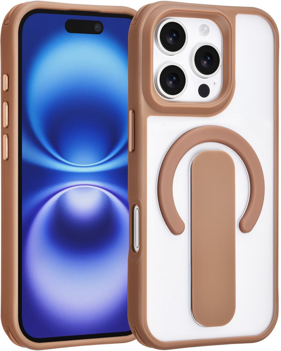 TUNIQ Anti-shock Back cover voor iPhone 16 Pro - Ingebouwde Ringstand - Goud