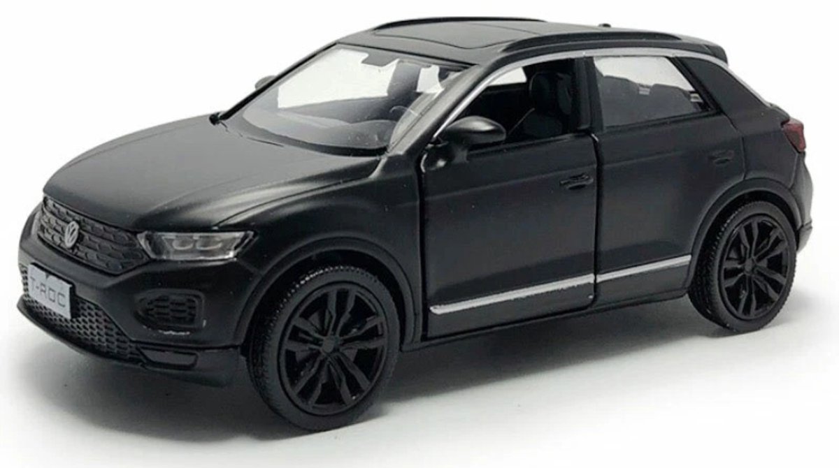 Volkswagen T-Roc (Zwart) (14 cm) 1/36 - Speelgoedauto - Modelauto - Miniatuurauto - Schaalmodel - Model Auto Jongens - Speelgoed Auto